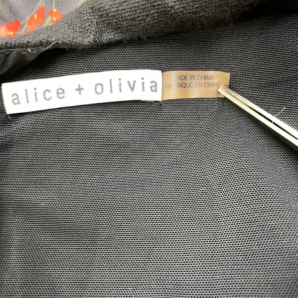 Alice + Olivia Amie Fall Garden Print Combo dress Fit & Flare Black  Size 4 - Picture 9 of 12